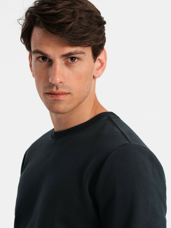 Ombre Clothing BASIC pánská bavlněná mikina BASIC černá Ombre Clothing