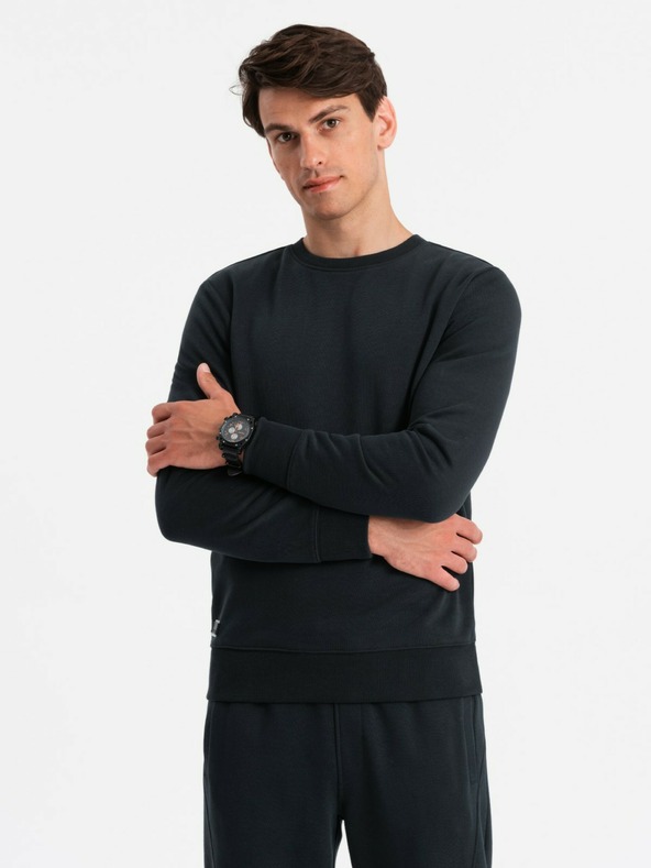 Ombre Clothing BASIC pánská bavlněná mikina BASIC černá Ombre Clothing