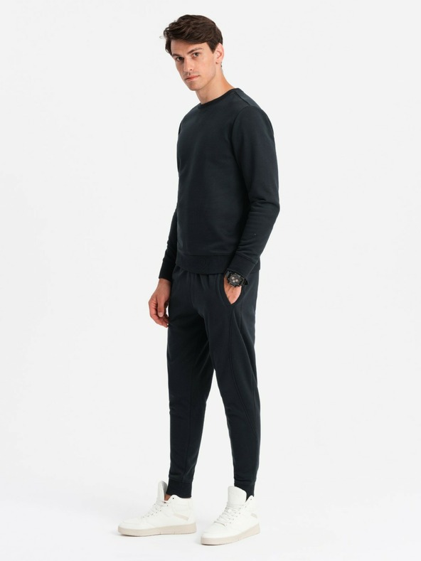 Ombre Clothing BASIC pánská bavlněná mikina BASIC černá Ombre Clothing