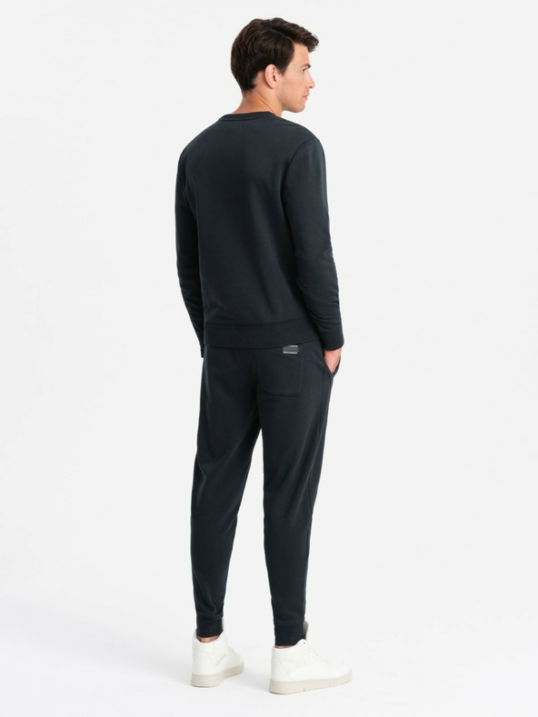 Ombre Clothing BASIC pánská bavlněná mikina BASIC černá Ombre Clothing