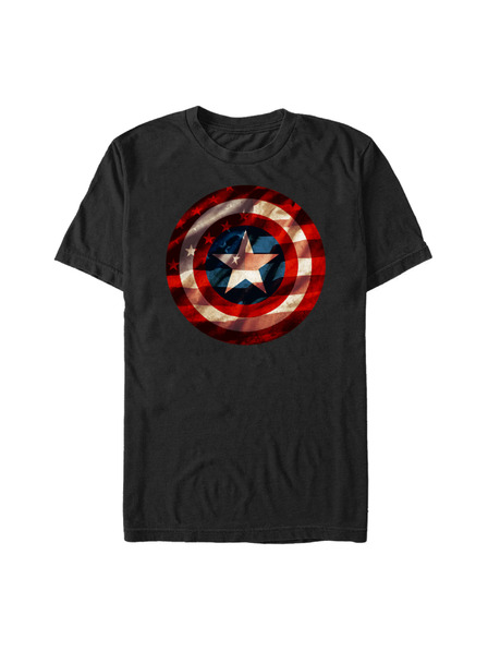 ZOOT.Fan Černé pánské tričko Marvel Flag Shield