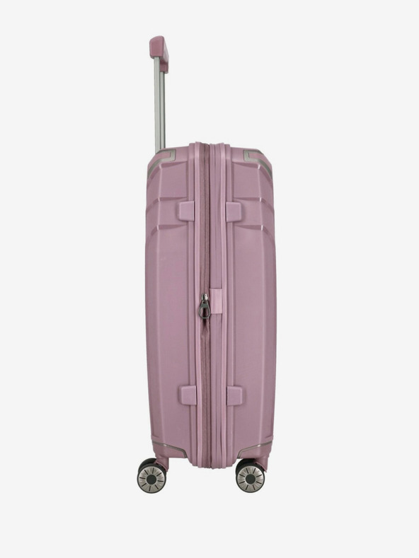 Travelite Růžový dámský cestovní kufr Travelite Elvaa 4w M Rosé
