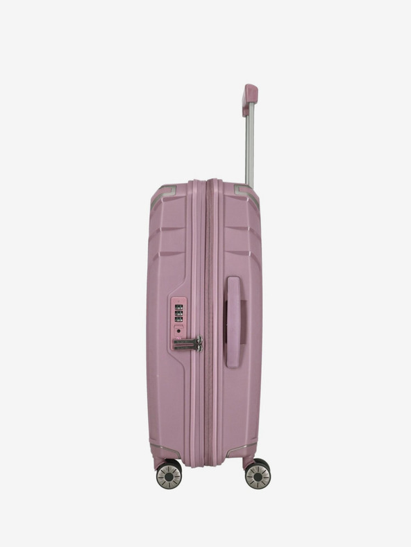 Travelite Sada tří dámských cestovních kufrů v růžové barvě Travelite Elvaa 4w S,M,L Rosé