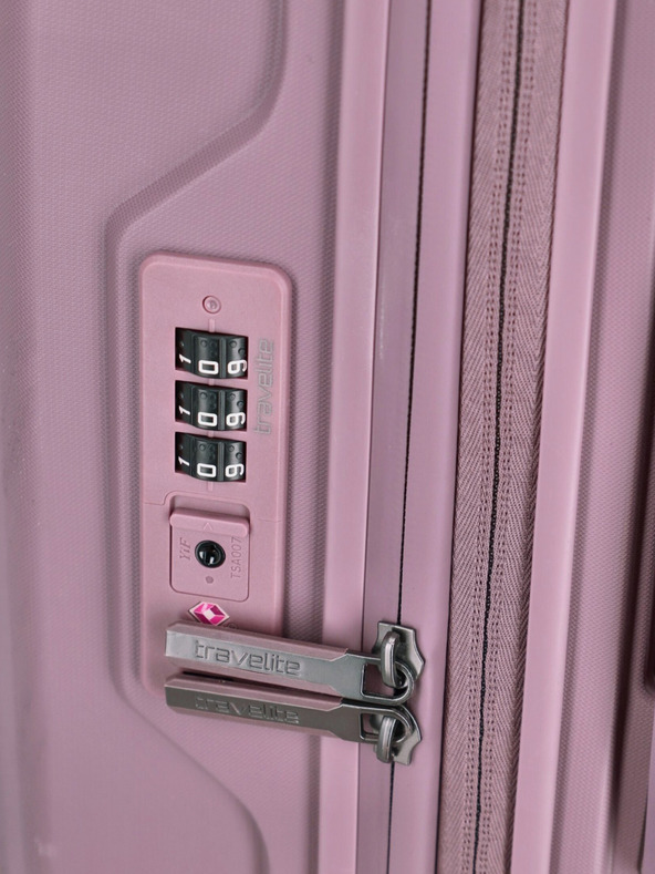 Travelite Sada tří dámských cestovních kufrů v růžové barvě Travelite Elvaa 4w S,M,L Rosé