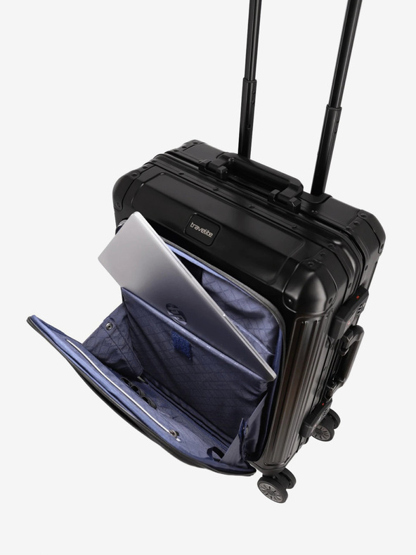 Travelite Černý cestovní kufr Travelite Next 4w S Front pocket