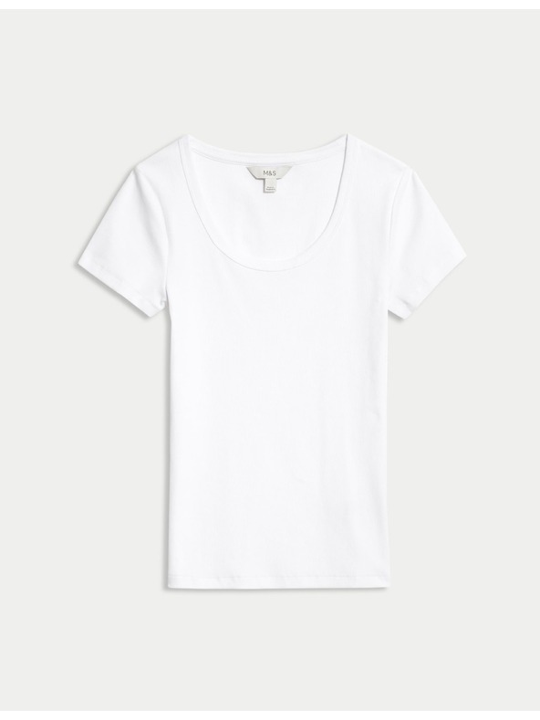 Marks & Spencer Tričko s oválným výstřihem a vysokým podílem bavlny Marks & Spencer bílá