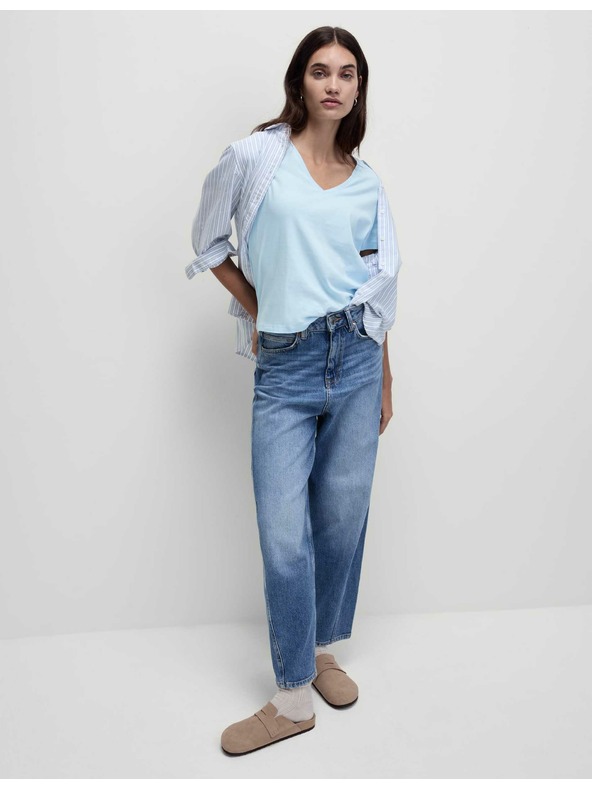 Marks & Spencer Tričko z čisté bavlny s výstřihem do V Marks & Spencer modrá