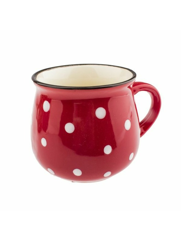 Casa de Engel Keramický hrnek, červený s puntíky, 75ml, 24/144