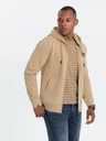 Ombre Clothing Pánská mikina na zip s kapucí a nášivkou - sand V2 OM-SSZP-0140 Ombre Clothing
