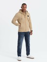 Ombre Clothing Pánská mikina na zip s kapucí a nášivkou - sand V2 OM-SSZP-0140 Ombre Clothing