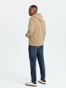 Ombre Clothing Pánská mikina na zip s kapucí a nášivkou - sand V2 OM-SSZP-0140 Ombre Clothing