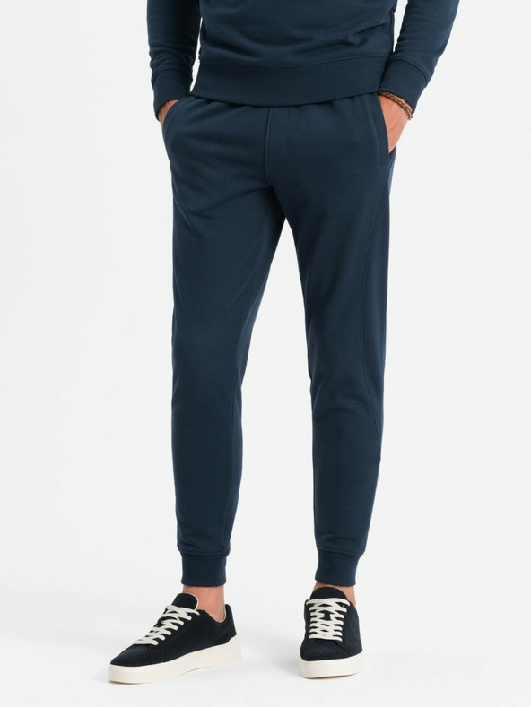 Ombre Clothing BASIC pánská bavlněná mikina BASIC tmavě modrá Ombre Clothing