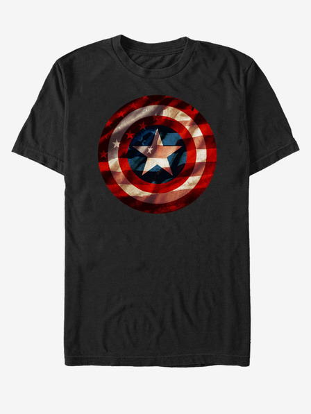 ZOOT.Fan Černé unisex tričko ZOOT.Fan Marvel Flag Shield