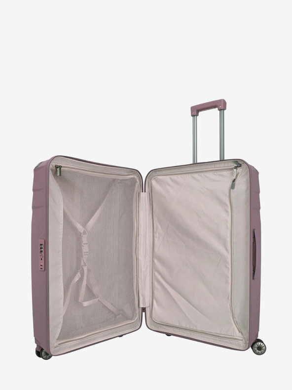 Travelite Růžový dámský cestovní kufr Travelite Elvaa 4w L Rosé