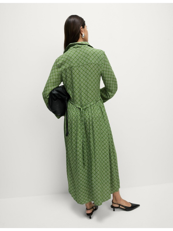 Marks & Spencer Košilové midi šaty s výstřihem do V a potiskem Marks & Spencer zelená