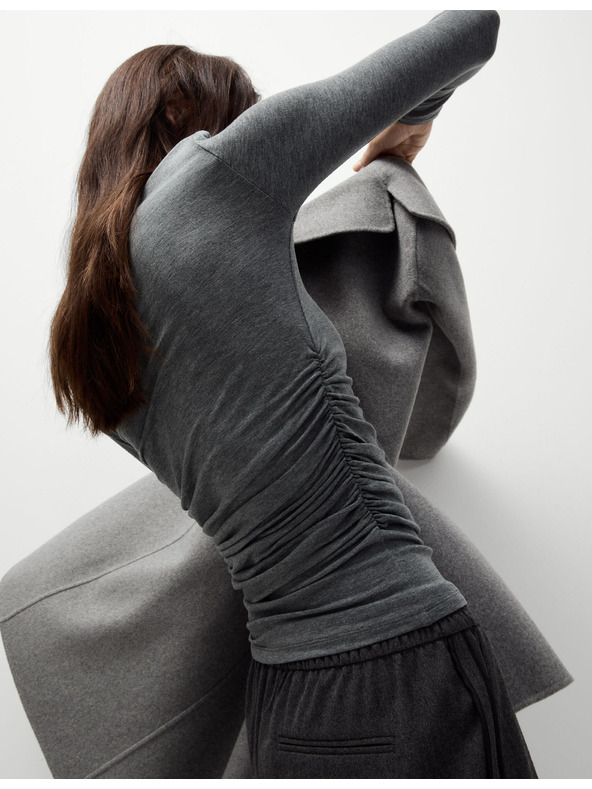 Marks & Spencer Nabíraný top s kulatým výstřihem ke krku Marks & Spencer šedá