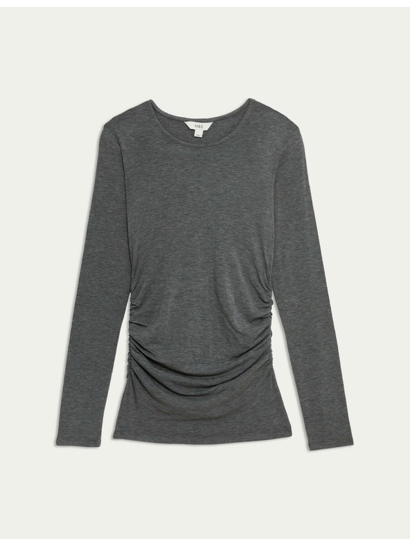 Marks & Spencer Nabíraný top s kulatým výstřihem ke krku Marks & Spencer šedá