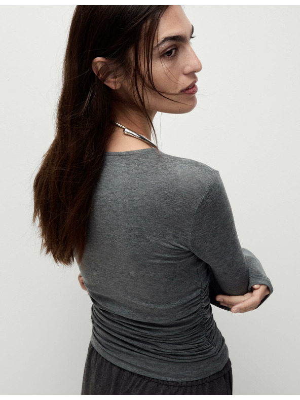 Marks & Spencer Nabíraný top s kulatým výstřihem ke krku Marks & Spencer šedá