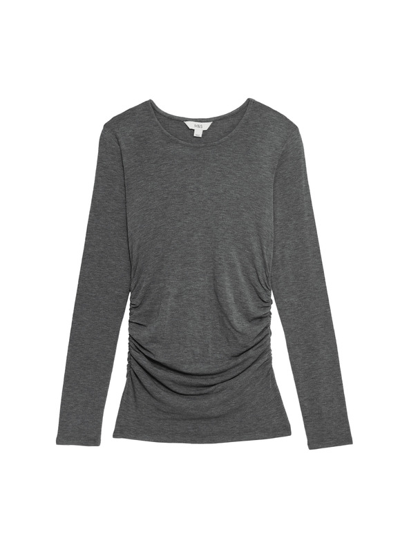 Marks & Spencer Nabíraný top s kulatým výstřihem ke krku Marks & Spencer šedá