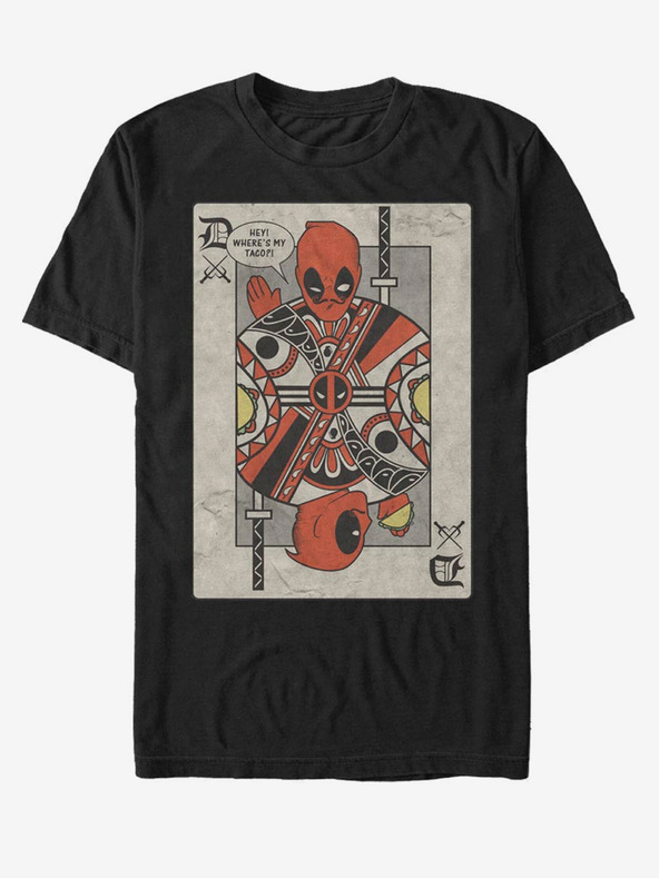 ZOOT.Fan Černé unisex tričko Marvel Deadpool Playing Card