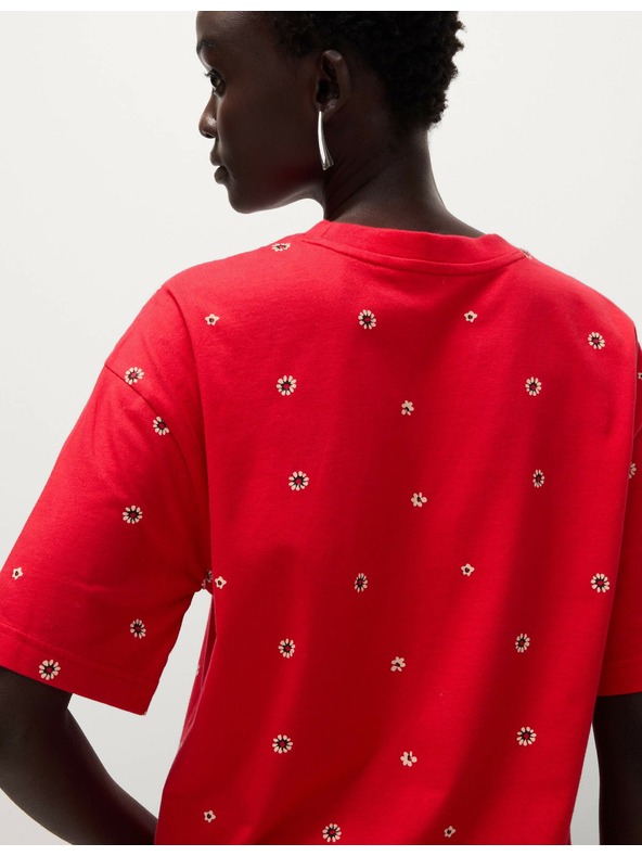 Marks & Spencer Tričko z čisté bavlny s motivem květin Marks & Spencer červená