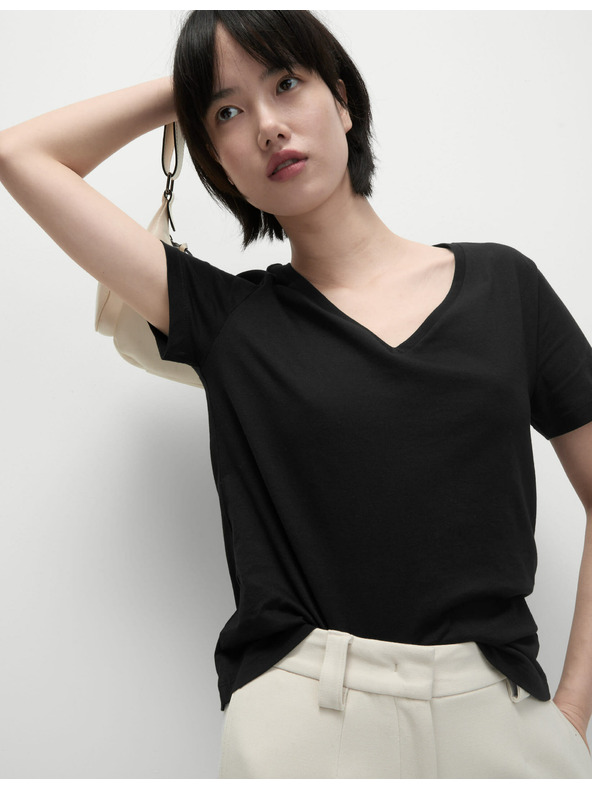 Marks & Spencer Tričko z čisté bavlny s výstřihem do V Marks & Spencer černá