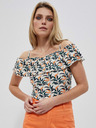 Moodo Krémovo-zelený dámský vzorovaný top Moodo