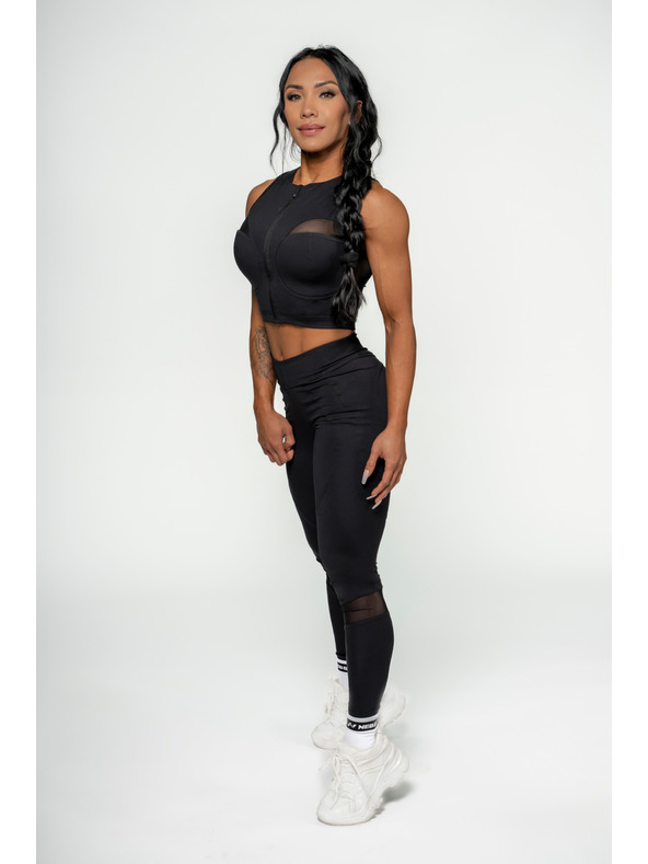 Nebbia NEBBIA Dámský crop top s vysokou podporou INTENSE Mesh 842 Gold Nebbia