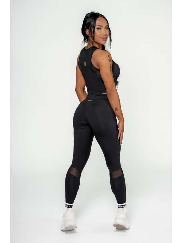 Nebbia NEBBIA Dámský crop top s vysokou podporou INTENSE Mesh 842 Gold Nebbia