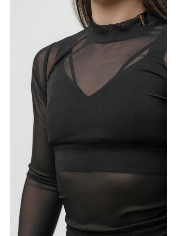 Nebbia NEBBIA Dámský top s dlouhým rukávem INTENSE Sheer 847 Gold Nebbia