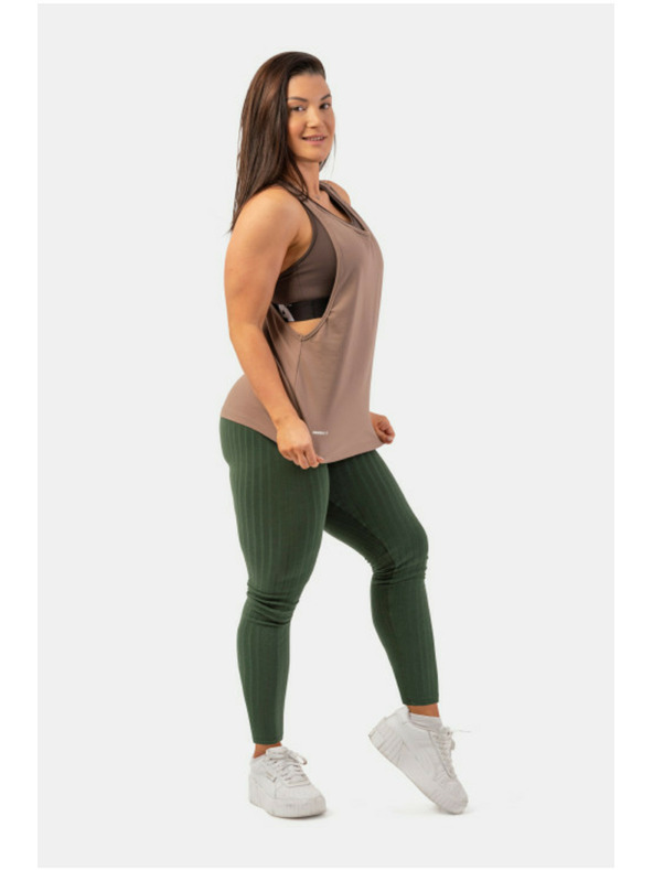 Nebbia Volné dlouhé tílko „Feeling Good“ s křížením na zádech 419 Brown Nebbia