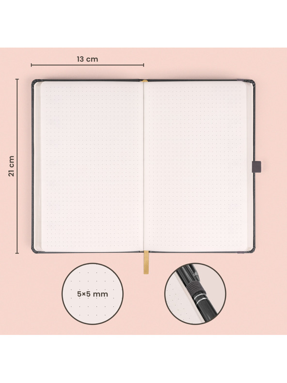 NOTIQUE NOTIQUE Notes Šedý, tečkovaný, 13 x 21 cm BAAGL