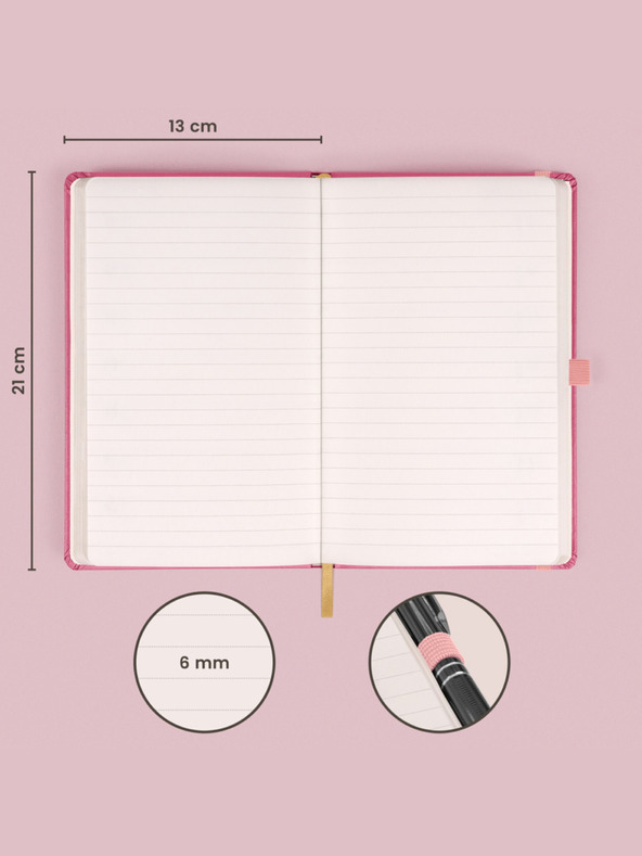 NOTIQUE NOTIQUE Notes Růžový, linkovaný, 13 x 21 cm