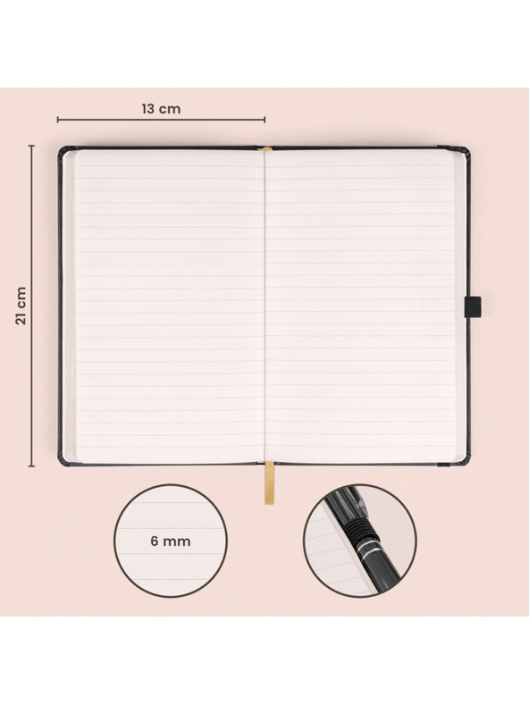 NOTIQUE NOTIQUE Notes Černý, linkovaný, 13 x 21 cm