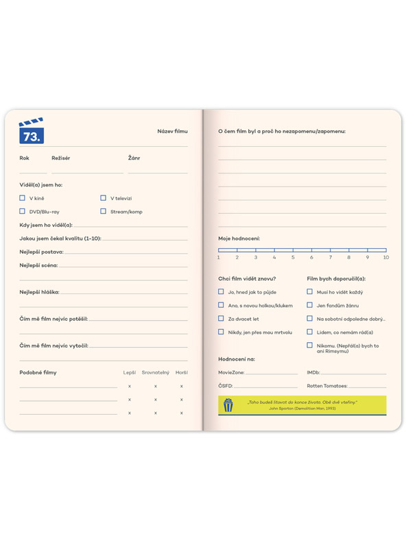 NOTIQUE NOTIQUE Notes Zápisník filmožrouta, 13 x 21 cm