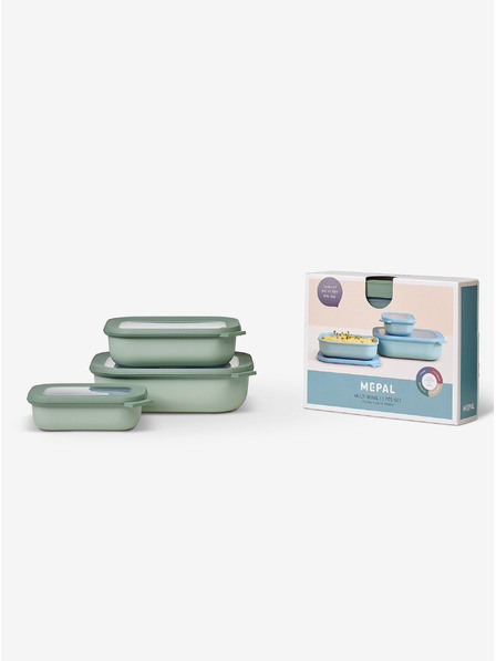 Mepal Sada tří misek v světle zelené barvě Mepal Cirqula Rectangular 500 +1000 +2000 ml