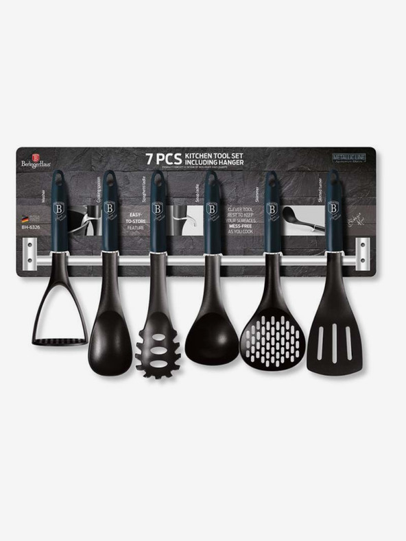 Berlingerhaus Kuchyňské náčiní s nástěnným držákem 7 ks Aquamarine Metallic Line BERLINGERHAUS