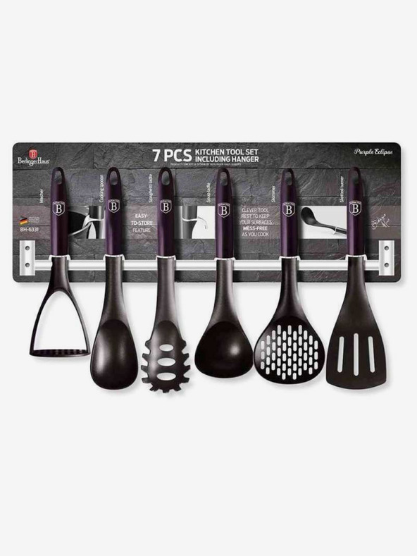 Berlingerhaus Kuchyňské náčiní s nástěnným držákem 7 ks Purple Eclipse Collection BERLINGERHAUS
