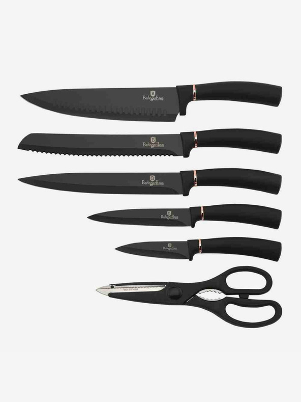 Berlingerhaus Sada nožů ve stojanu 7 ks BERLINGERHAUS Black Rose Collection