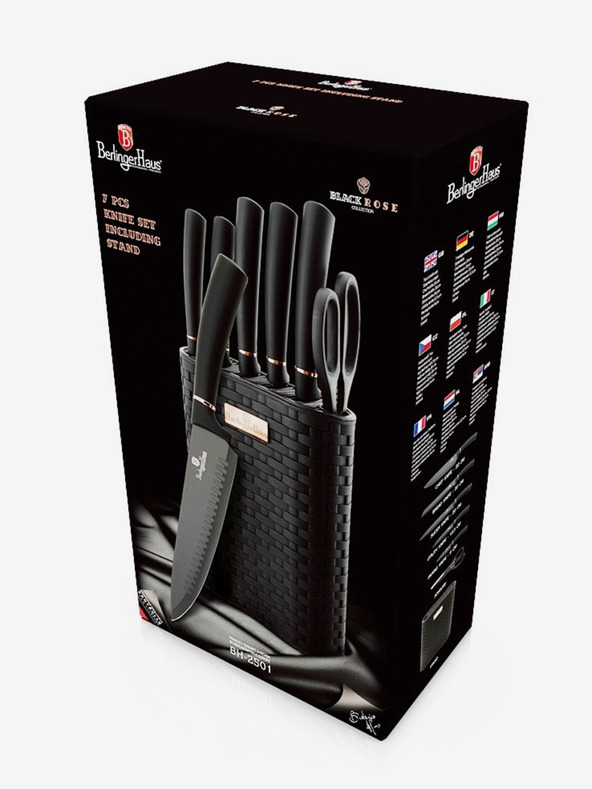 Berlingerhaus Sada nožů ve stojanu 7 ks BERLINGERHAUS Black Rose Collection