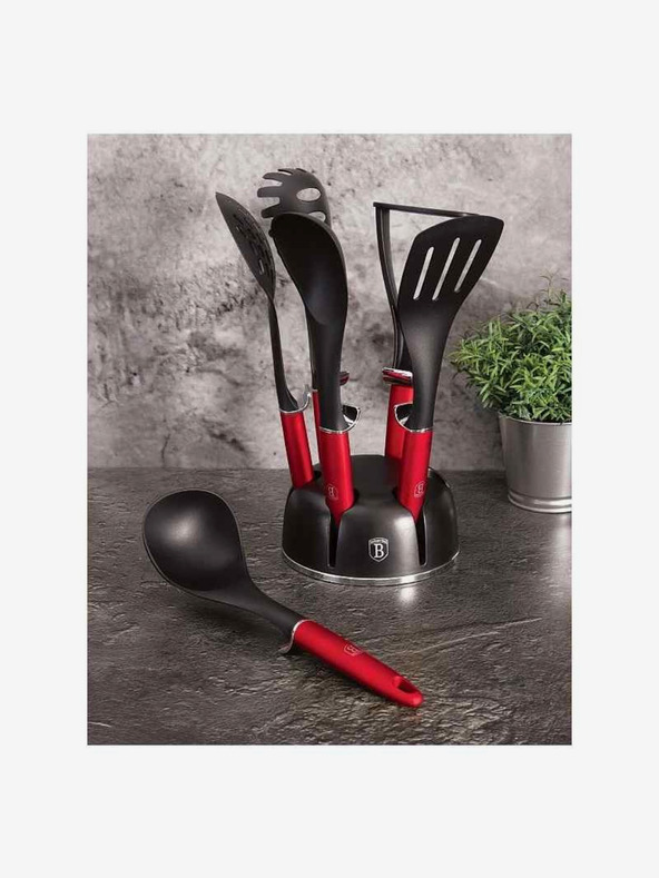 Berlingerhaus Kuchyňské náčiní ve stojanu sada BERLINGERHAUS Burgundy Metallic Line (7 ks)