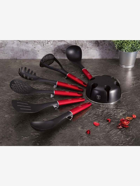 Berlingerhaus Kuchyňské náčiní ve stojanu sada BERLINGERHAUS Burgundy Metallic Line (7 ks)