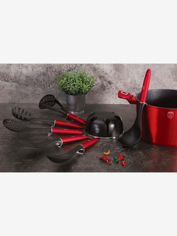 Berlingerhaus Kuchyňské náčiní ve stojanu sada BERLINGERHAUS Burgundy Metallic Line (7 ks)