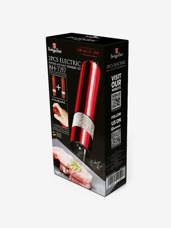 Berlingerhaus Sada dvou elektrických mlýnků na pepř a sůl BERLINGERHAUS Burgundy Metallic Line