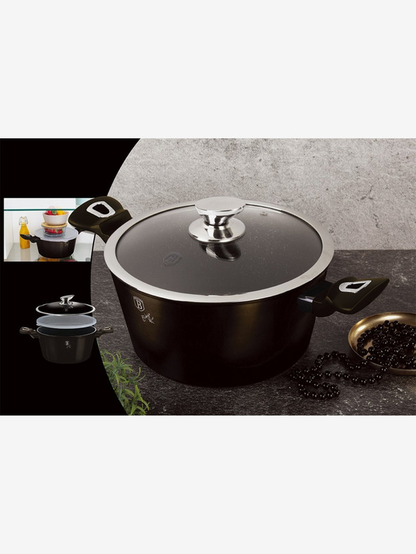 Berlingerhaus Kastrol s mramorovým povrchem 20 cm Shiny Black Collection 2 poklice BERLINGERHAUS