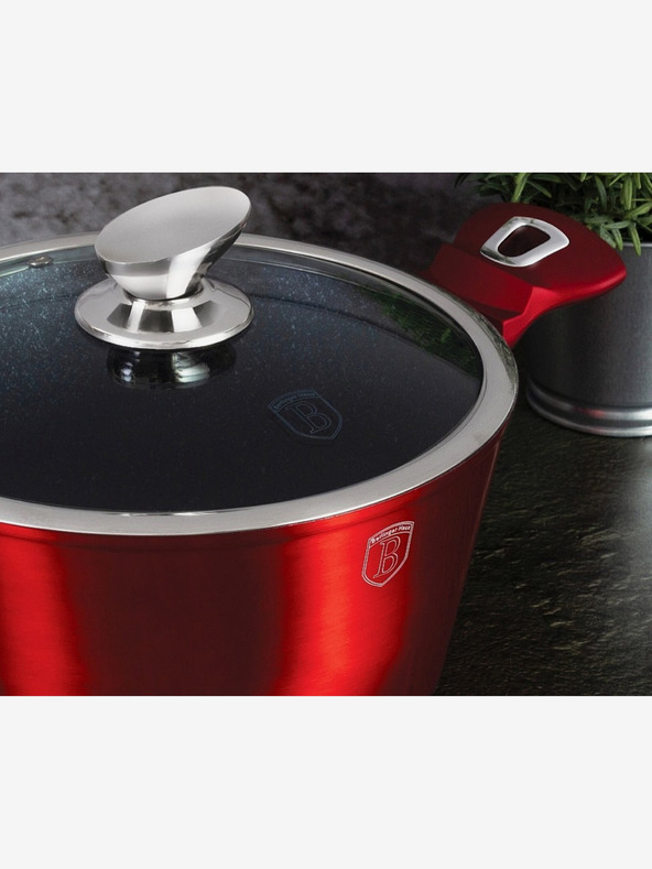 Berlingerhaus Kastrol s mramorovým povrchem a poklicí 24 cm Burgundy Metallic Line BERLINGERHAUS