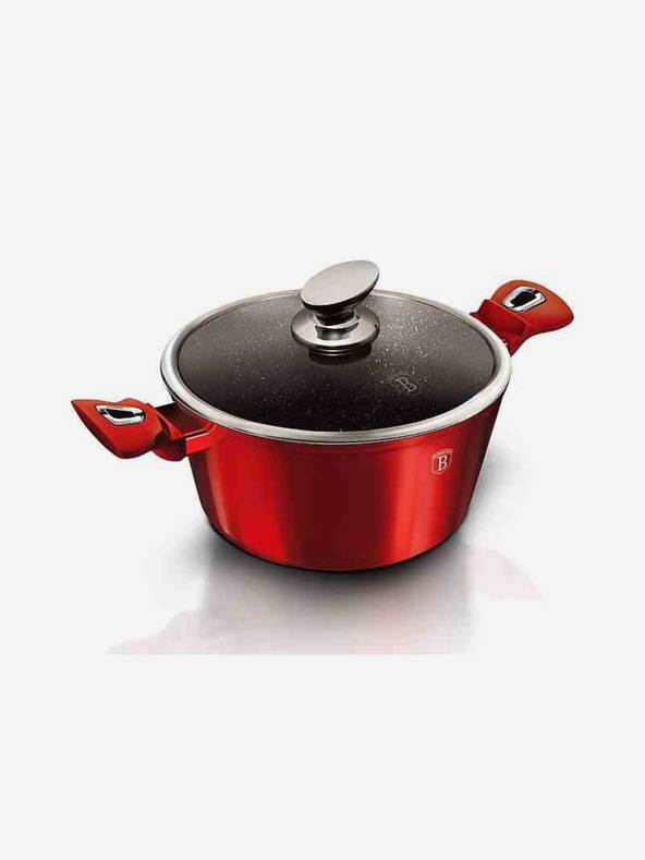Berlingerhaus Kastrol s mramorovým povrchem a poklicí 24 cm Burgundy Metallic Line BERLINGERHAUS