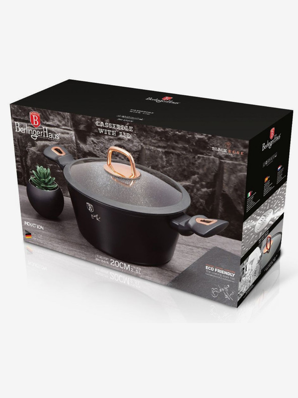 Berlingerhaus Kastrol s poklicí s mramorovým povrchem 20 cm Black Rose Collection BERLINGERHAUS