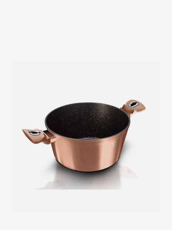 Berlingerhaus Kastrol s mramorovým povrchem a poklicí 30 cm Rosegold Metallic Line BERLINGERHAUS