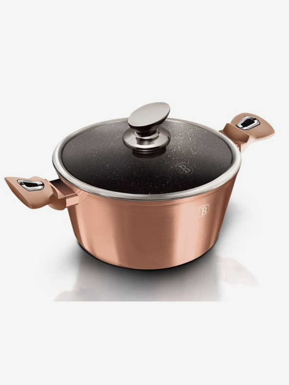 Berlingerhaus Kastrol s mramorovým povrchem a poklicí 28 cm Rosegold Metallic Line BERLINGERHAUS